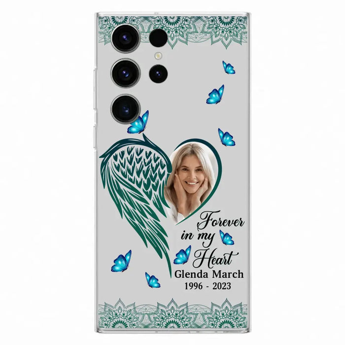 Custom Personalized Memorial Wing Heart Phone Case - Memorial Gift Idea For Family - Case For iPhone/Samsung - Forever In My Heart