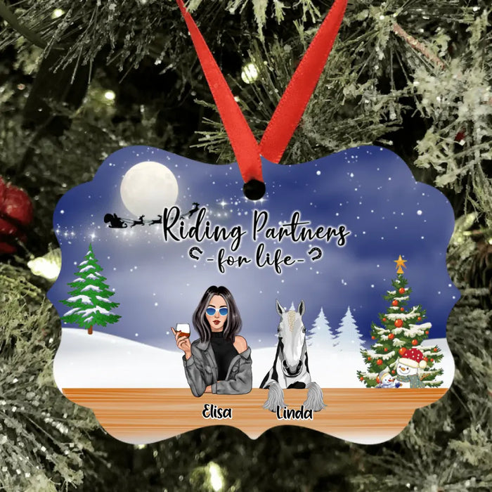 Custom Personalized Horse Mom Ornament - Upto 4 Horses - Best Gift For Horse Lovers - Merry Horsemas