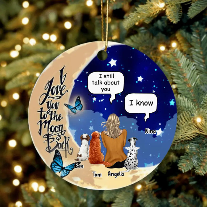 Custom Personalized Memorial Pet Ornament - Gift For Horse/ Dog Lovers With Up To 3 Dogs/Horse - I Still Talk About You