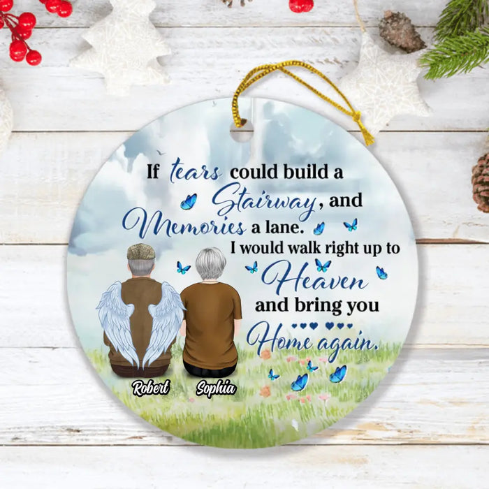 Custom Personalized Memorial Couple Circle Ornament - Memorial Gift Idea For Couple - I Hide My Tears When I Say Your Name