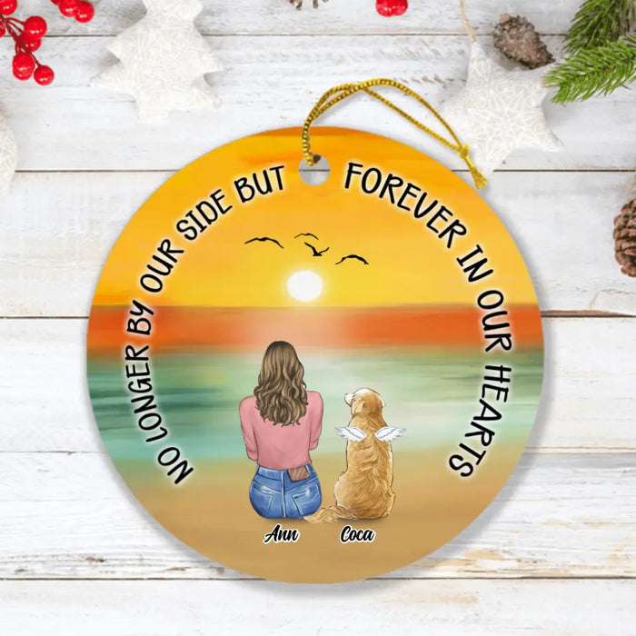 Custom Personalized Memorial Pet Loss Circle Ornament - Upto 4 Pets - Memorial Gift Idea For Dog/Cat Lovers - No Longer By Our Side But Forever In Our Hearts