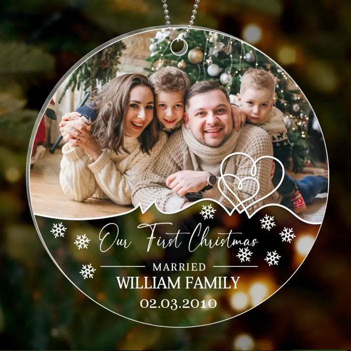 Custom Personalized Couple Photo Acrylic Ornament - Christmas Gift Idea for Couple/Family - Our First Christmas