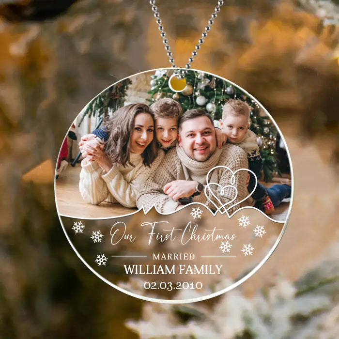 Custom Personalized Couple Photo Acrylic Ornament - Christmas Gift Idea for Couple/Family - Our First Christmas