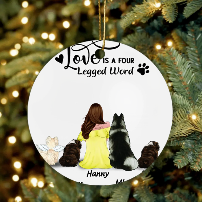 Custom Personalized Dog Christmas Ornament - Gifts for Dog Lovers - Dog Mom Ornament - Up to 4 Dogs