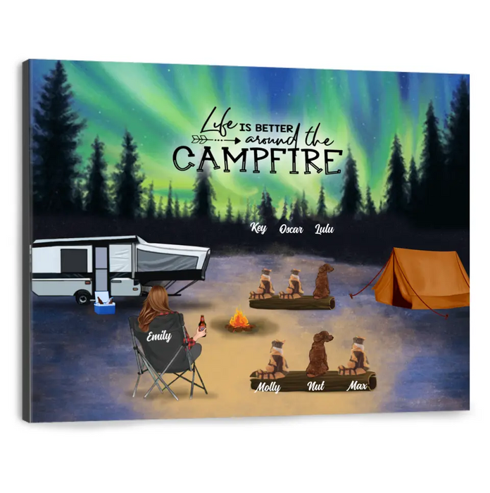 Custom Personalized Night Camping Canvas - Best Gift Idea For The Whole Family/Couple/Solo - Camping Family/Couple/Solo With Upto 6 Pets - Life Is Better Around The Campfire