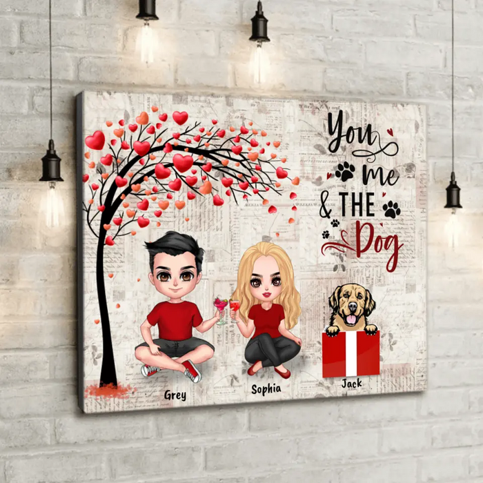 Custom Personalized Couple Canvas - Up to 5 Dogs - Gifts for Couples - Happy Valentine's Day