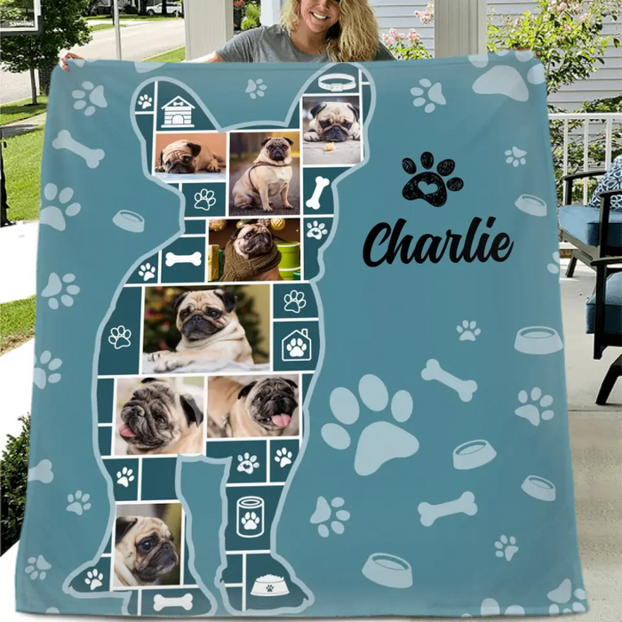 Custom Dog Photo Quilt/Single Layer Fleece Blanket - Gift Idea for Dog Lovers/Owners