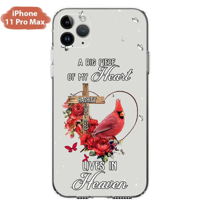 Personalized Memorial Cardinal Phone Case - Memorial Gift Idea For Family - A Big Piece Of My Heart Lives In Heaven - Case For iPhone/Samsung