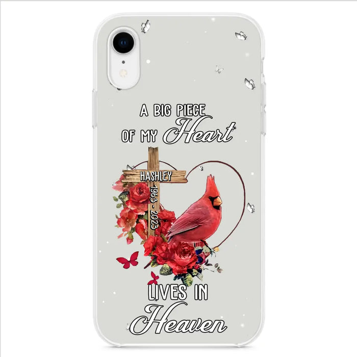 Personalized Memorial Cardinal Phone Case - Memorial Gift Idea For Family - A Big Piece Of My Heart Lives In Heaven - Case For iPhone/Samsung