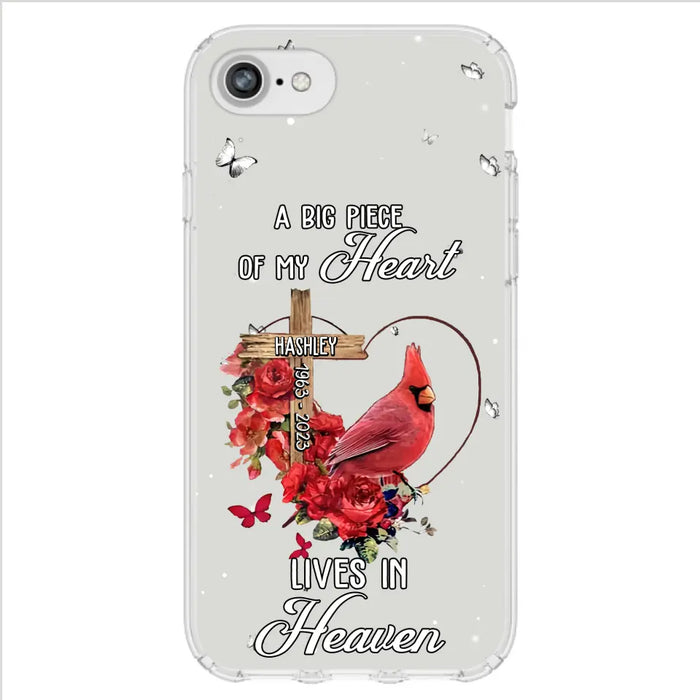 Personalized Memorial Cardinal Phone Case - Memorial Gift Idea For Family - A Big Piece Of My Heart Lives In Heaven - Case For iPhone/Samsung