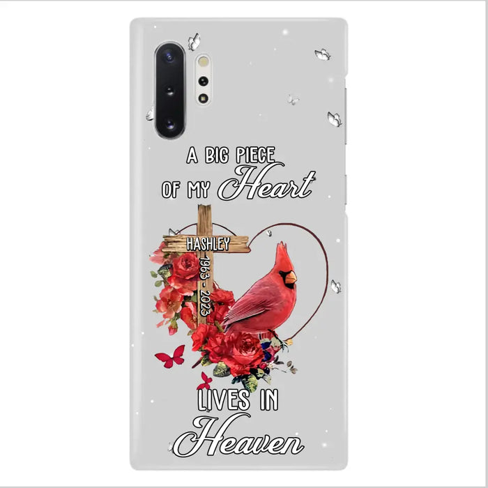 Personalized Memorial Cardinal Phone Case - Memorial Gift Idea For Family - A Big Piece Of My Heart Lives In Heaven - Case For iPhone/Samsung