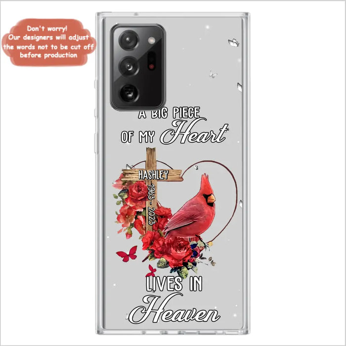 Personalized Memorial Cardinal Phone Case - Memorial Gift Idea For Family - A Big Piece Of My Heart Lives In Heaven - Case For iPhone/Samsung