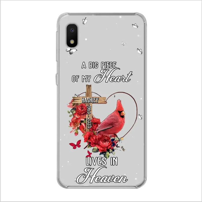 Personalized Memorial Cardinal Phone Case - Memorial Gift Idea For Family - A Big Piece Of My Heart Lives In Heaven - Case For iPhone/Samsung