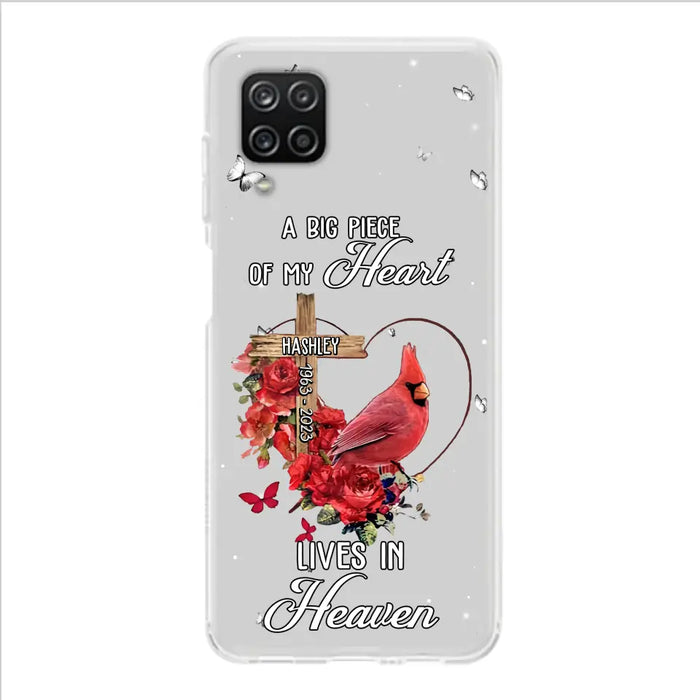 Personalized Memorial Cardinal Phone Case - Memorial Gift Idea For Family - A Big Piece Of My Heart Lives In Heaven - Case For iPhone/Samsung