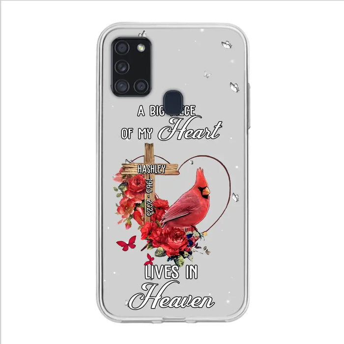 Personalized Memorial Cardinal Phone Case - Memorial Gift Idea For Family - A Big Piece Of My Heart Lives In Heaven - Case For iPhone/Samsung