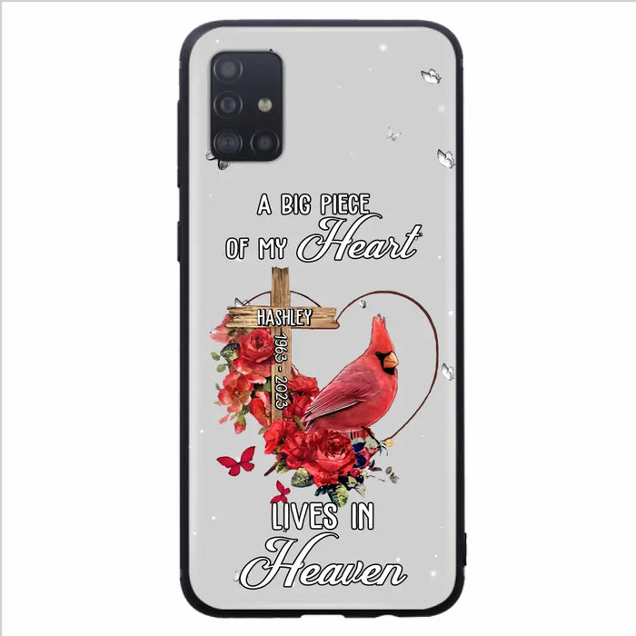 Personalized Memorial Cardinal Phone Case - Memorial Gift Idea For Family - A Big Piece Of My Heart Lives In Heaven - Case For iPhone/Samsung