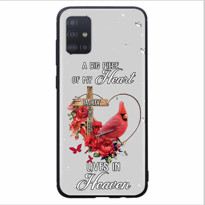 Personalized Memorial Cardinal Phone Case - Memorial Gift Idea For Family - A Big Piece Of My Heart Lives In Heaven - Case For iPhone/Samsung