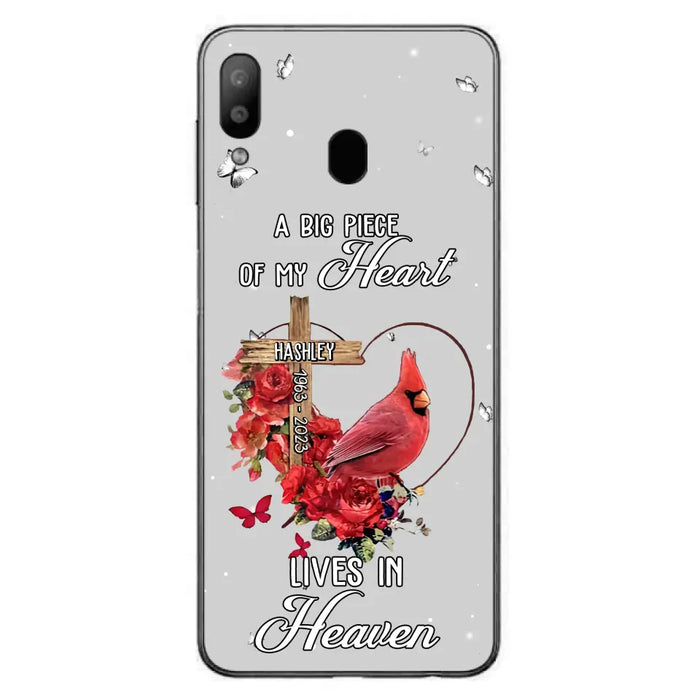 Personalized Memorial Cardinal Phone Case - Memorial Gift Idea For Family - A Big Piece Of My Heart Lives In Heaven - Case For iPhone/Samsung