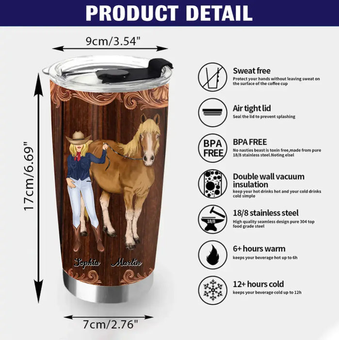 Custom Personalized Horse Lady Tumbler - Gift Idea For Horse Lovers - Sweat Dries