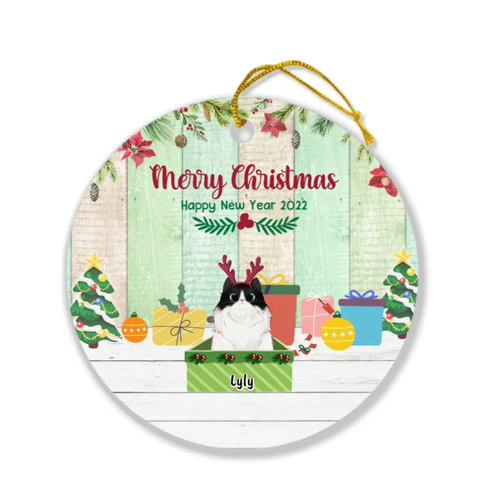 Custom Personalized Cat Boxes Ornament - Upto 3 Cats - Christmas Gift For Cat Lover - Merry Christmas