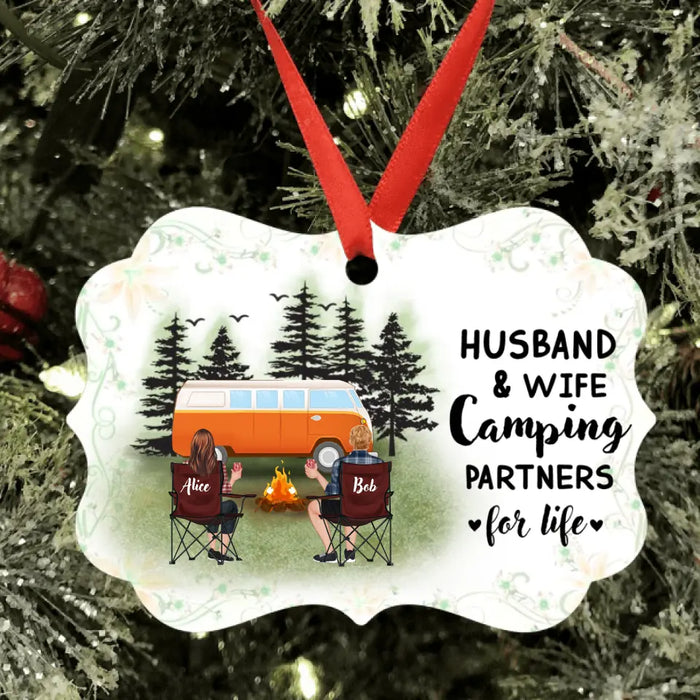 Custom Personalized Camping Ornament - Upto 4 Pets - Best Gift For Camping Lover - Husband And Wife Camping Partners For Life