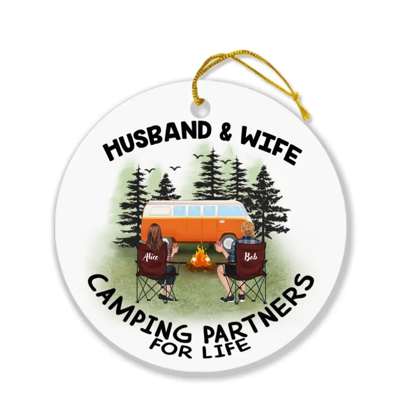 Personalized Camping Ornament - Up to 4 Pets - Best Gift For Camping Lover - Husband And Wife Camping Partners For Life