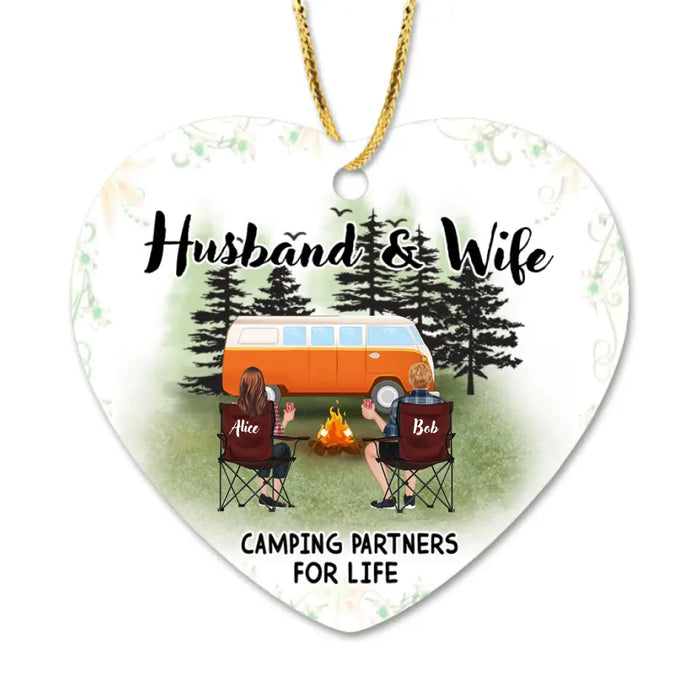 Custom Personalized Camping Ornament - Upto 4 Pets - Best Gift For Camping Lover - Husband And Wife Camping Partners For Life