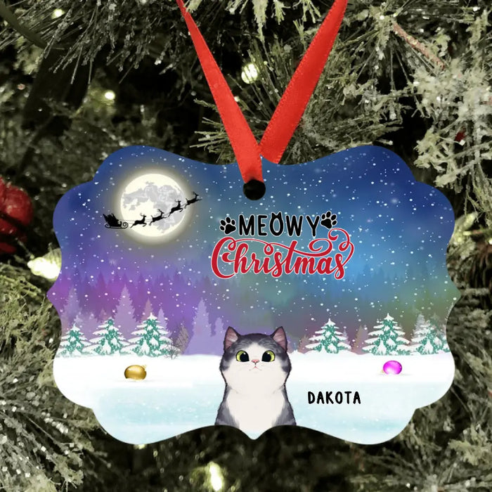 Custom Personalized Christmas Pet Ornament - Upto 3 Cats/ Dogs - Christmas Gift For Cat/ Dog Lover - Meowy Christmas