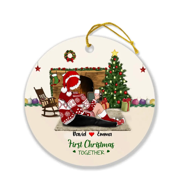 Custom Personalized Couples Christmas Ornament - Gift Idea For The Whole Couples - First Christmas Engaged