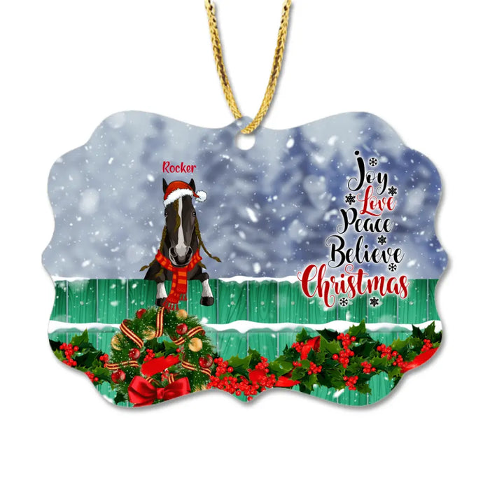 Personalized Christmas Horse Rectangle Ornament - Gift For Christmas, Horse Lovers with up to 4 Horses - Merry Horsemas