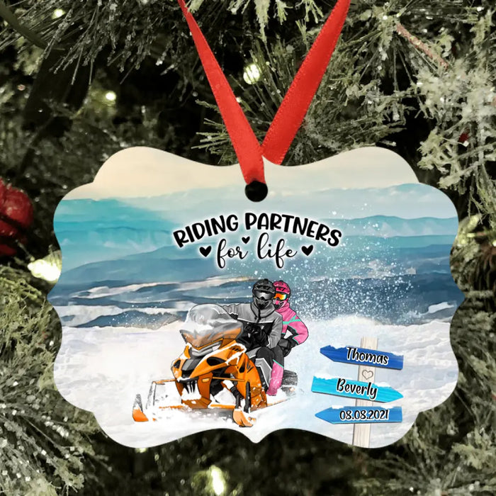 Custom Personalized Snowmobile Ornament - Best Gift For Couple - Riding Partners For Life