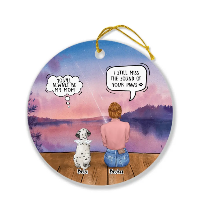 Custom Personalized Memorial Pet Mom Ornament - Woman With Upto 5 Pets - Best Gift For Pet Lover - It's So Hard To Say Goodbye