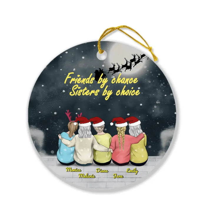 Custom Personalized Besties/Sisters Christmas Ornaments - Gifts For Besties/Sister - 5 BFFs on Rooftop - Friends By Chance, Sisters By Choice