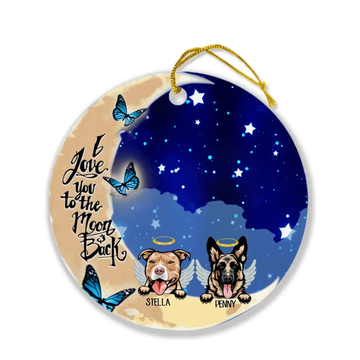 Custom Personalized Memorial Dog Ornament - Upto 2 Dogs -  Best Gift For Dog Lover - I Love You To The Moon And Back