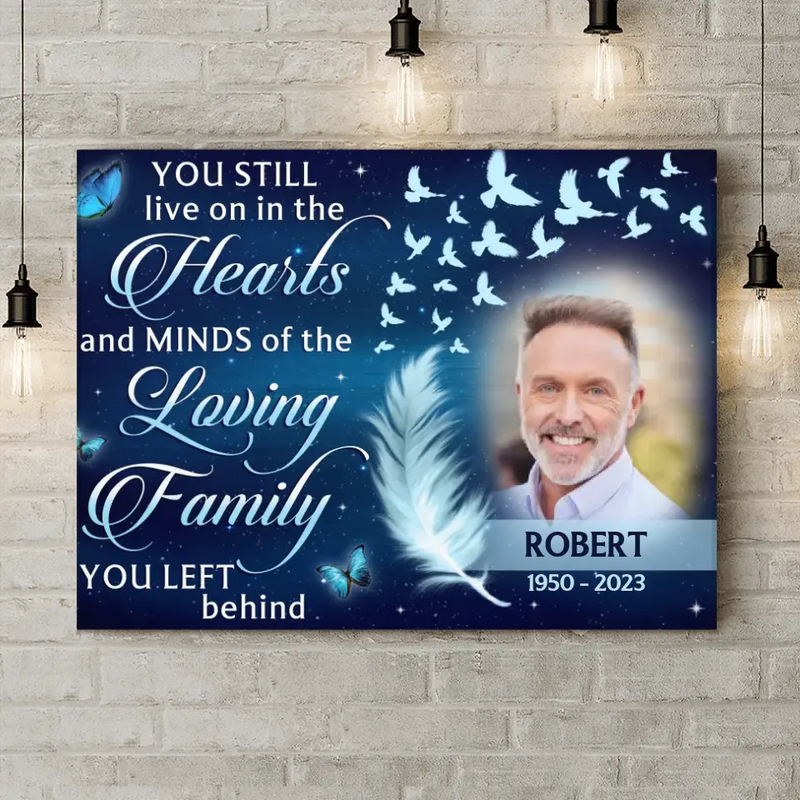 Personalized Memorial Photo Canvas - Memorial Gift Idea For Mom/Dad/Husband/Wife - Upload Photo - You Still Live On In The Hearts