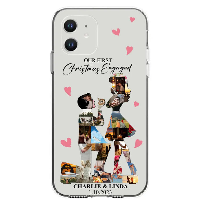 Custom Personalized Couple Photo Phone Case - Gift Idea For Couple/Him/Her - Upload Photo - Case For iPhone/Samsung - Our First Christmas Engaged