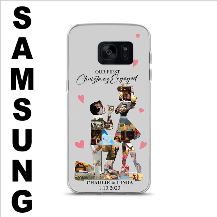 Custom Personalized Couple Photo Phone Case - Gift Idea For Couple/Him/Her - Upload Photo - Case For iPhone/Samsung - Our First Christmas Engaged