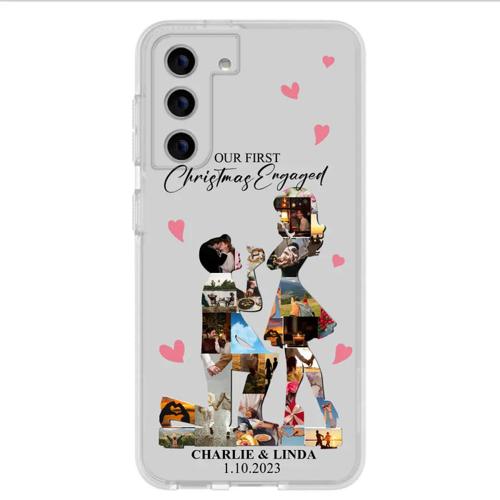 Custom Personalized Couple Photo Phone Case - Gift Idea For Couple/Him/Her - Upload Photo - Case For iPhone/Samsung - Our First Christmas Engaged