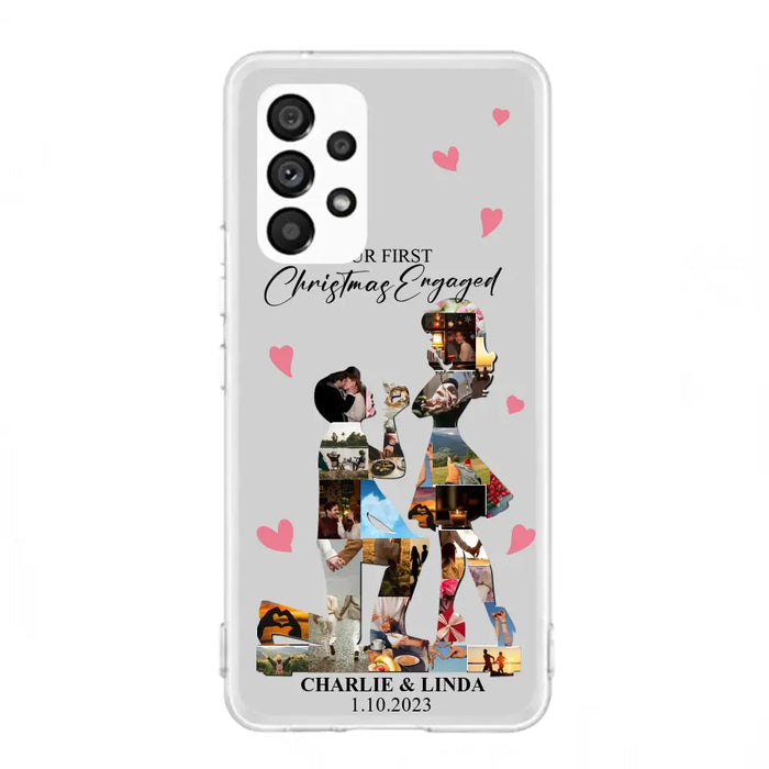 Custom Personalized Couple Photo Phone Case - Gift Idea For Couple/Him/Her - Upload Photo - Case For iPhone/Samsung - Our First Christmas Engaged