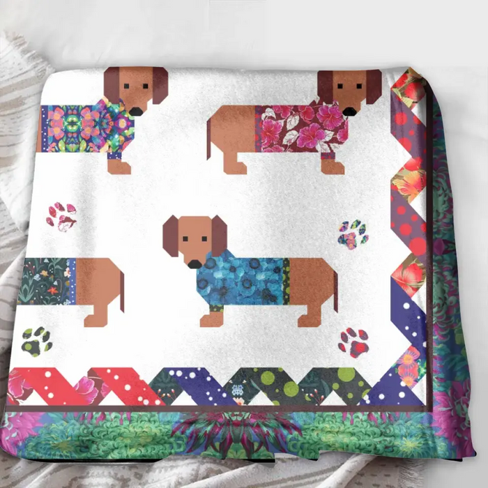 Dachshund Dog  Quilt/Single Layer Fleece Blanket - Gift Idea for Dog Lovers/Owners