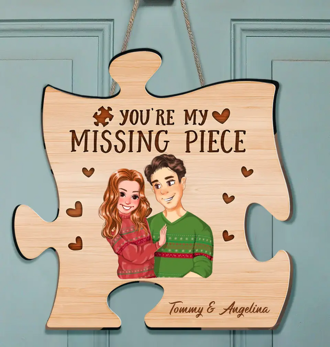 Custom Personalized Couple Puzzle Wooden Sign - Gift Idea For Couple/ Him/ Her - You're My Missing Piece