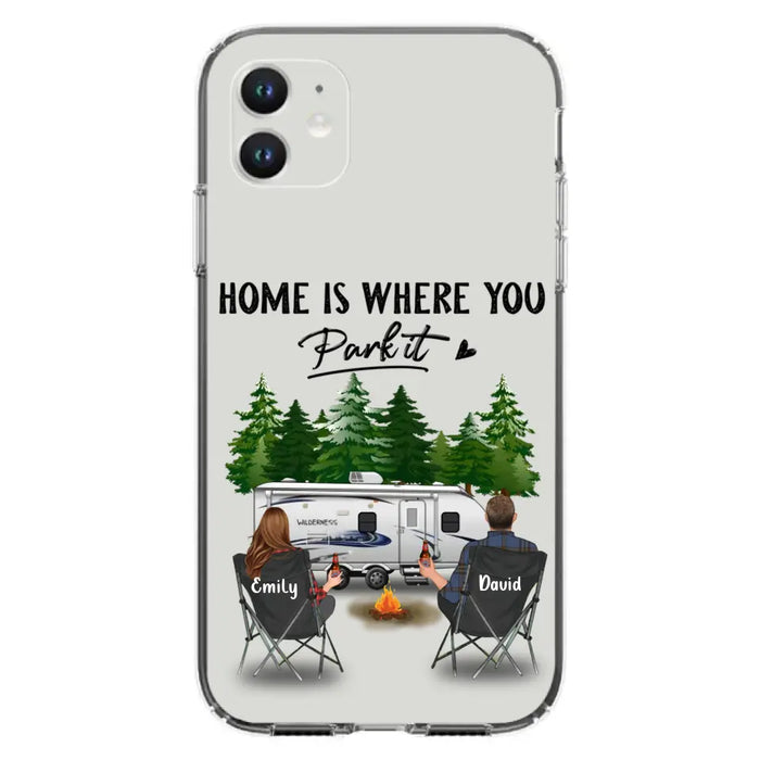 Custom Personalized Camping Phone Case - Gift Idea For Camping Lover/ Couple/ Family/ Friends - Home Is Where You Park It - Case For iPhone/Samsung