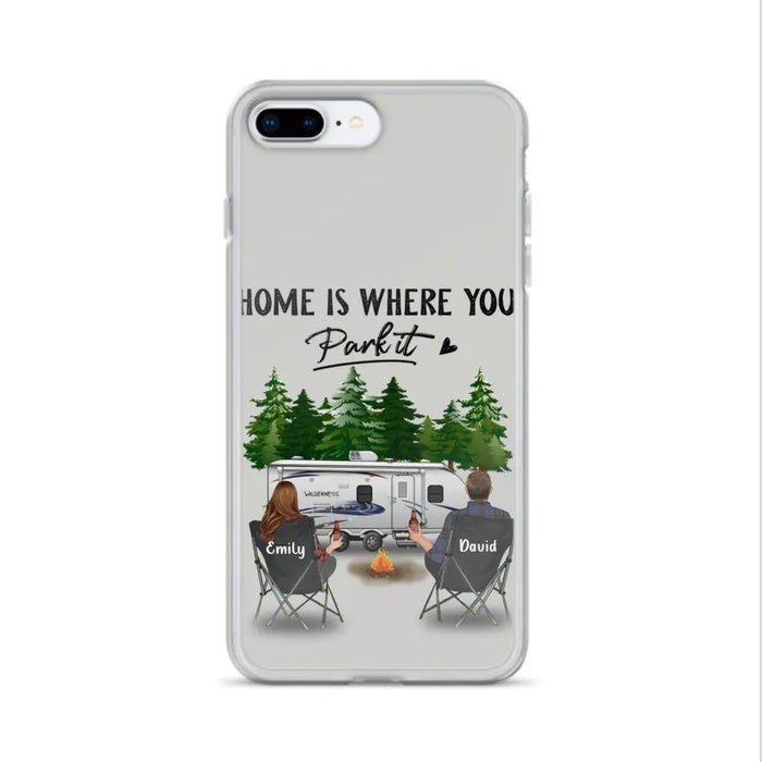 Custom Personalized Camping Phone Case - Gift Idea For Camping Lover/ Couple/ Family/ Friends - Home Is Where You Park It - Case For iPhone/Samsung