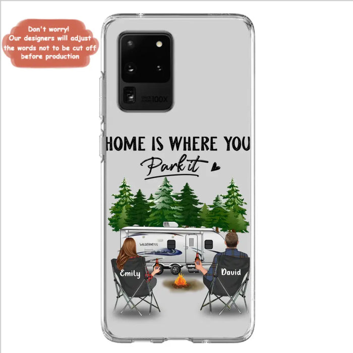 Custom Personalized Camping Phone Case - Gift Idea For Camping Lover/ Couple/ Family/ Friends - Home Is Where You Park It - Case For iPhone/Samsung