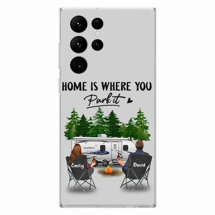 Custom Personalized Camping Phone Case - Gift Idea For Camping Lover/ Couple/ Family/ Friends - Home Is Where You Park It - Case For iPhone/Samsung