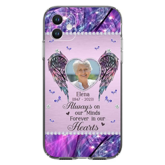 Custom Personalized Memorial Phone Case - Memorial Gift Idea For Family - Case For iPhone/Samsung - Always On My Mind Forever In Our Hearts