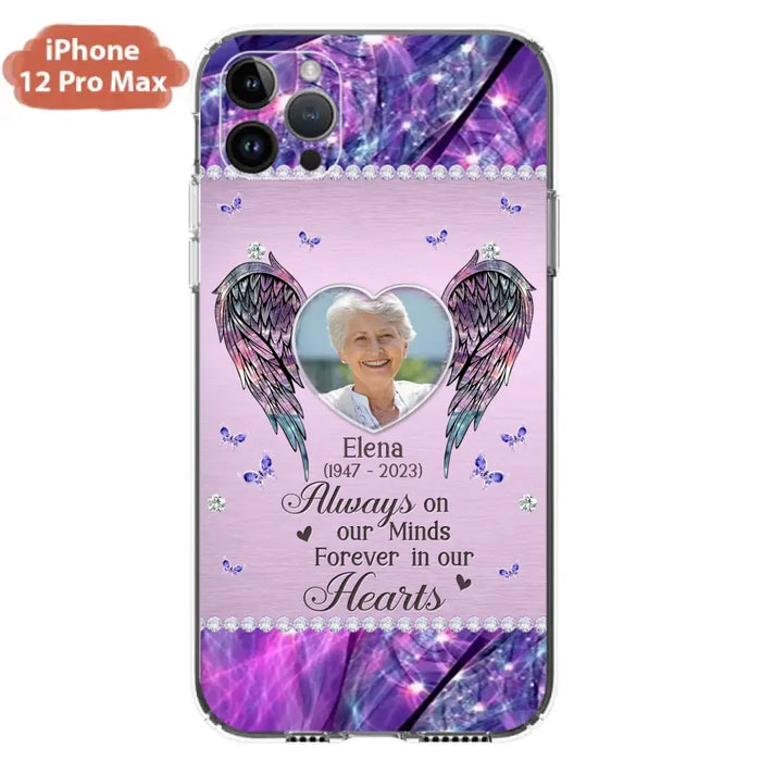 Custom Personalized Memorial Phone Case - Memorial Gift Idea For Family - Case For iPhone/Samsung - Always On My Mind Forever In Our Hearts