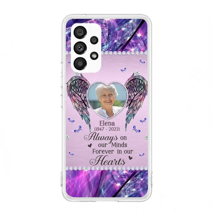 Custom Personalized Memorial Phone Case - Memorial Gift Idea For Family - Case For iPhone/Samsung - Always On My Mind Forever In Our Hearts