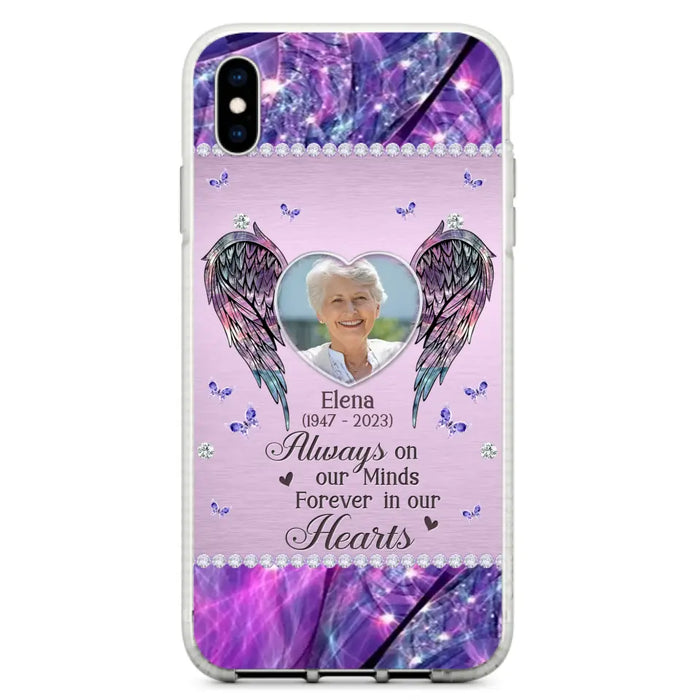 Custom Personalized Memorial Phone Case - Memorial Gift Idea For Family - Case For iPhone/Samsung - Always On My Mind Forever In Our Hearts