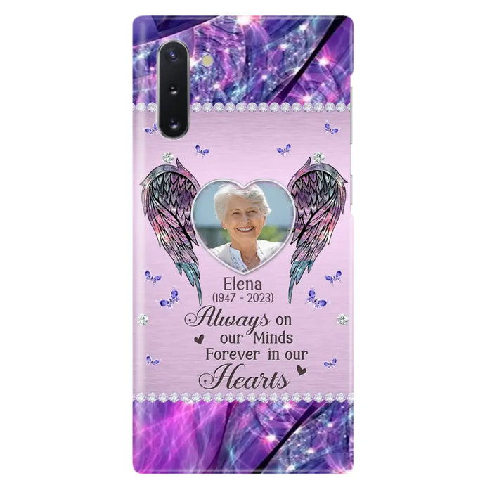 Custom Personalized Memorial Phone Case - Memorial Gift Idea For Family - Case For iPhone/Samsung - Always On My Mind Forever In Our Hearts